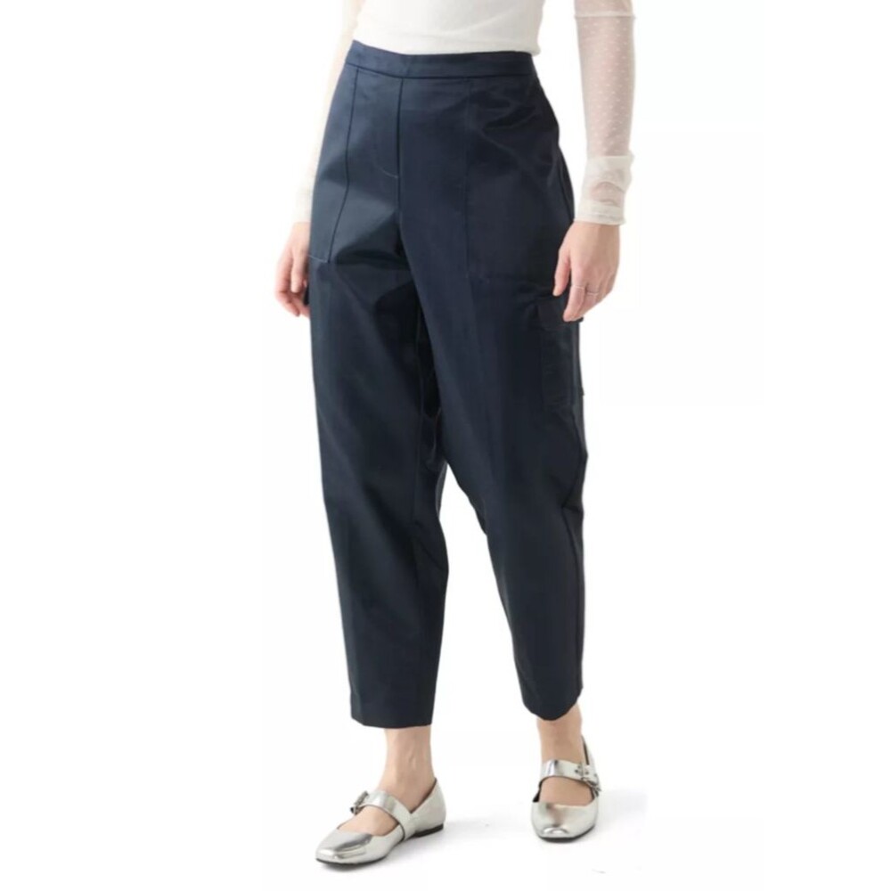 Donna Karan New York Women's Satin Cargo Pants size M NWT Barrel Leg Pull on